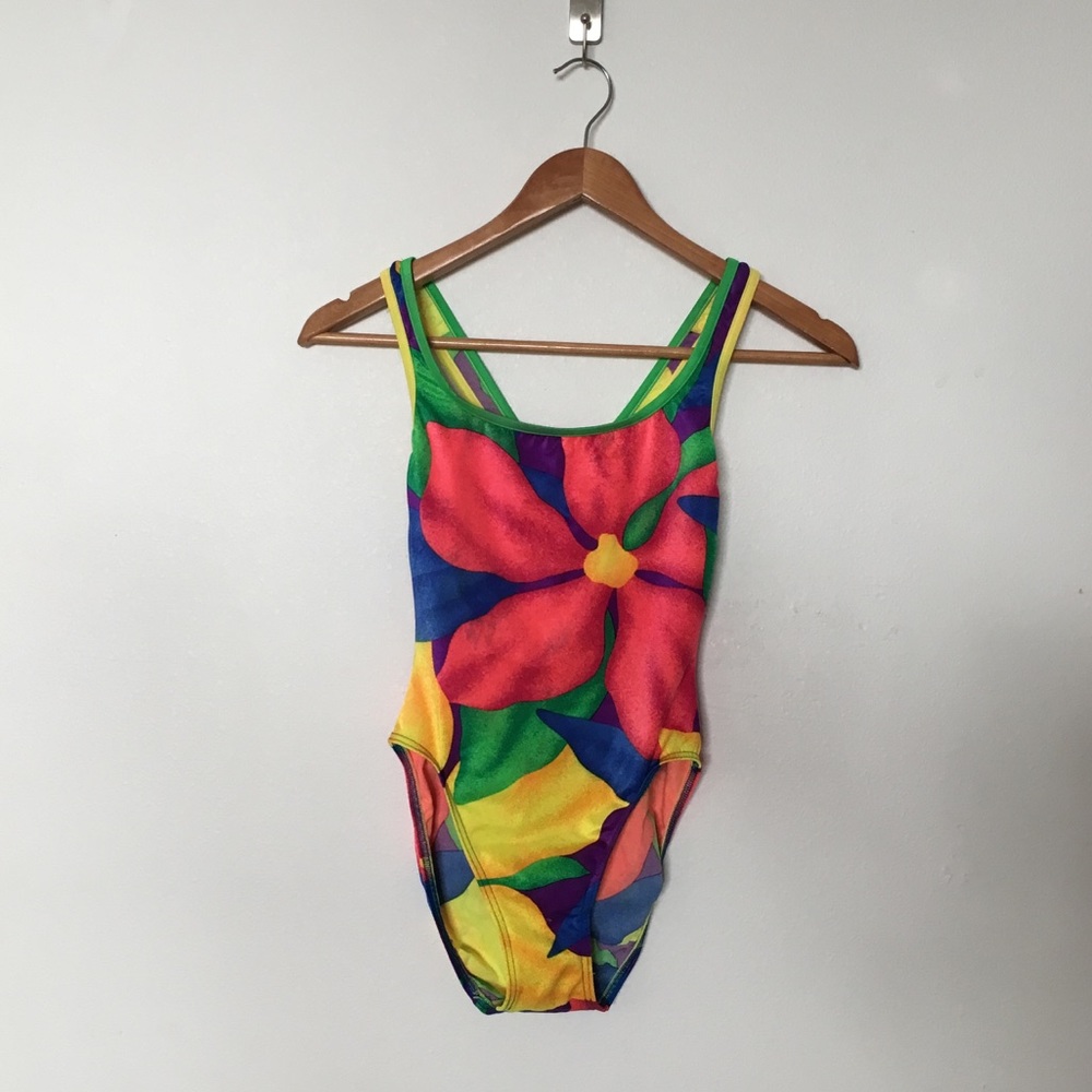 Vintage Sun Streak One Piece Swim Suit